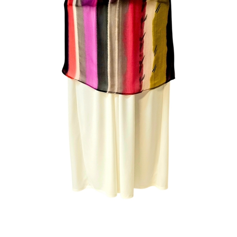 Chaundry KC XL Multicolor Sheer Stripe V-Neck Maxi - Picture 7 of 16